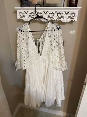 Free People Cream Crochet Mini Dress